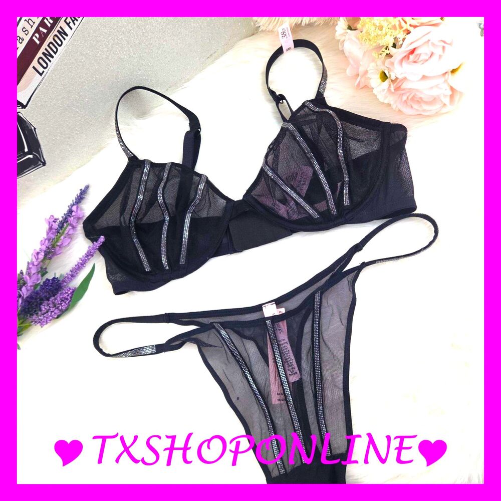 💗👙Victoria's Secret Sheer Shine Unlined Low-Cut Demi Bra & panty set👙💗